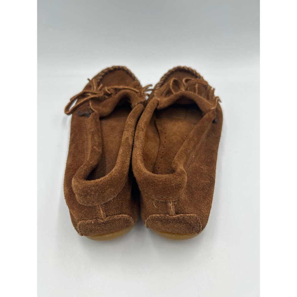 Minnetonka Kiltie Moccasin Suede Brown Fringe Slip On Shoes Womens 6 402 - Picture 4 of 8